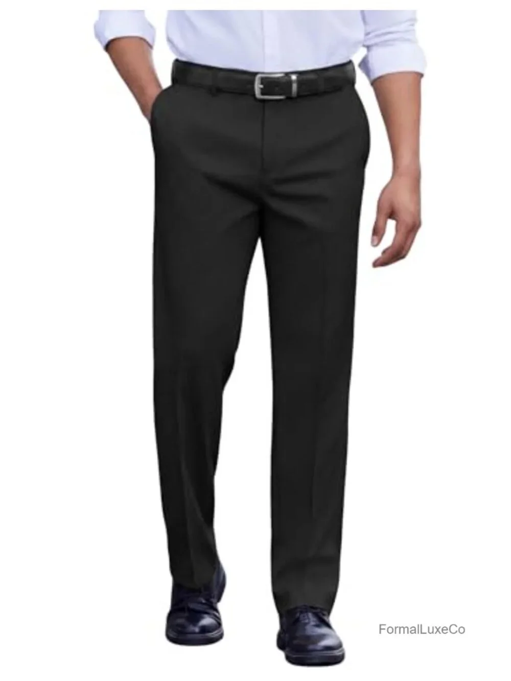 Men's Flat Front Stretch Suit Pants Straight Leg Dress Pants